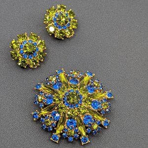 Vintage Brooch and Earring Set Costume Jewelry